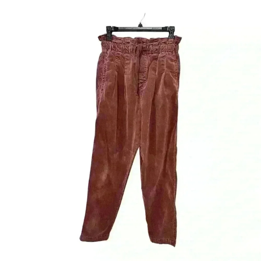 FREE PEOPLE Margate Corduroy Paperbag Trousers High Rise Gingerbread Size XS